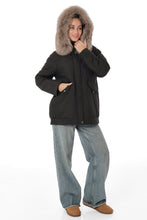 Load image into Gallery viewer, Genuine Polar Fox Camel Wool Blend Coat