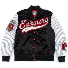 Load image into Gallery viewer, F1047 Earners League Satin Varsity Jacket - Black