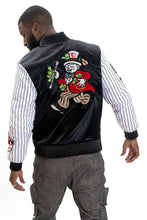 Load image into Gallery viewer, F1047 Earners League Satin Varsity Jacket - Black