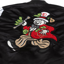 Load image into Gallery viewer, F1047 Earners League Satin Varsity Jacket - Black