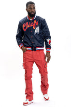 Load image into Gallery viewer, F1057 Chiefs Satin Varsity Jacket - Navy