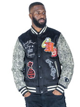 Load image into Gallery viewer, F1080 Honest Bread Wool Varsity Jacket - Black