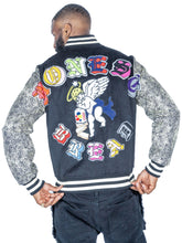 Load image into Gallery viewer, F1080 Honest Bread Wool Varsity Jacket - Black