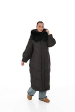 Load image into Gallery viewer, Genuine Silver Fox Fur Trim Down Coat