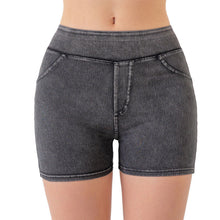 Load image into Gallery viewer, Denim-Look High-Waist Hip-Lifting Yoga Shorts – Slimming Tummy Control Fitness Shorts