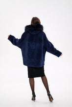 Load image into Gallery viewer, Genuine Shearling Silver Fox Trim Jacket