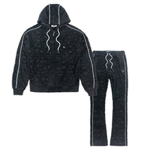 Load image into Gallery viewer, F4378 Baroque Burn Out Terry Set - Black
