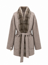 Load image into Gallery viewer, ⇆ Reversible Genuine Mink Fur Virgin Wool Coat