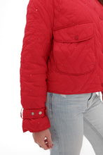 Load image into Gallery viewer, Studded Light Demi-Season Hooded Cropped Jacket in Red