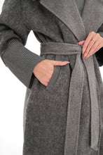 Load image into Gallery viewer, Boston Genuine Silver Fox Cashmere Blend Double-Face Coat in Grey Mélange
