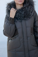 Load image into Gallery viewer, Lauren Genuine Fur Trim Down Fill Coat in Tobacco
