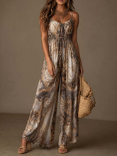 Load image into Gallery viewer, Women's Printed Backless Camisole Wide Leg Jumpsuit