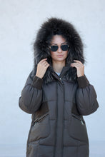 Load image into Gallery viewer, Lauren Genuine Fur Trim Down Fill Coat in Tobacco
