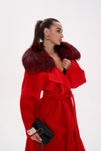 Load image into Gallery viewer, Saga®Furs Silver Fox Wool Alpaca Wraparound Coat