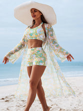 Load image into Gallery viewer, Multi-Color Print Bikini Three-Piece Set – Padded Swimwear for Women