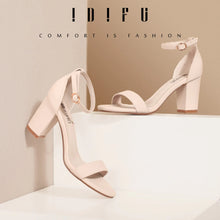 Load image into Gallery viewer, IDIFU Women's 3 Inch Heel Sandals for Women 11 Nude Nubuck - # GIAA73210003