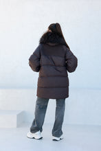 Load image into Gallery viewer, Celeste Genuine Fur Trim Down Fill Coat in Fig