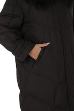 Load image into Gallery viewer, Genuine Silver Fox Fur Trim Down Coat
