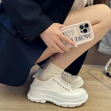 Load image into Gallery viewer, Lace-Up Round Toe Platform Sneakers – Canvas Chunky Sole
