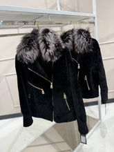 Load image into Gallery viewer, Bari Genuine Astrakhan Silver Fox Trim Coat