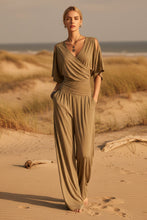 Load image into Gallery viewer, Women's V-Neck Slim Fit Straight Leg Jumpsuit