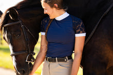 Load image into Gallery viewer, Short Sleeve Lace shirt- Navy