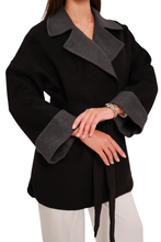 Load image into Gallery viewer, Sandro Cashmere Blend Overcoat in Black