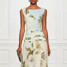 Load image into Gallery viewer, Women's Floral Print Sleeveless Backless Waist-Cinching Maxi Dress