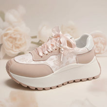 Load image into Gallery viewer, Lace-Up Platform Athletic Sneakers – PU Microfiber Mid Heel