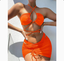 Load image into Gallery viewer, Women's Solid Color Three-Piece Bikini Set