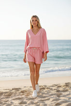 Load image into Gallery viewer, Women's Loose V-Neck Long Sleeve Striped Shorts Set – Casual Leisure