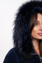 Load image into Gallery viewer, Genuine Shearling Silver Fox Trim Jacket