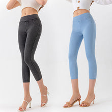 Load image into Gallery viewer, Denim-Look Capri Yoga Pants – Slim Fit High-Elastic Tummy Control Fitness Pants