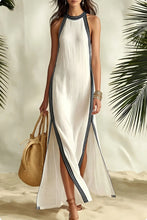 Load image into Gallery viewer, Striped Sleeveless Split Maxi Dress – Vacation & Casual Linen Dress