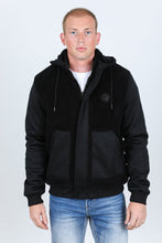 Load image into Gallery viewer, Mens Fur Lined Sherpa Hooded Jacket - Black