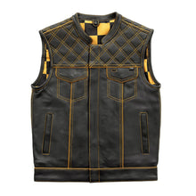 Load image into Gallery viewer, Finish Line - Gold Checker - Men's Motorcycle Leather Vest
