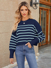 Load image into Gallery viewer, Fashionable Asymmetrical Striped Loose Fit Short-Length Sweater | NCS