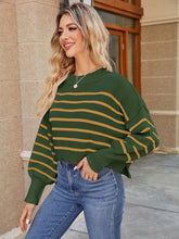 Load image into Gallery viewer, Fashionable Asymmetrical Striped Loose Fit Short-Length Sweater | NCS