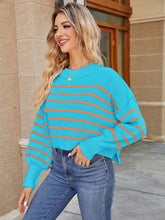 Load image into Gallery viewer, Fashionable Asymmetrical Striped Loose Fit Short-Length Sweater | NCS