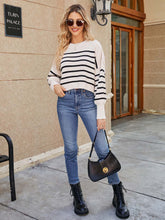Load image into Gallery viewer, Fashionable Asymmetrical Striped Loose Fit Short-Length Sweater | NCS