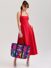 Load image into Gallery viewer, Fitted V-Neck Halter Dress For Women, Mid-waist, Midtown, BYMANYC New York.