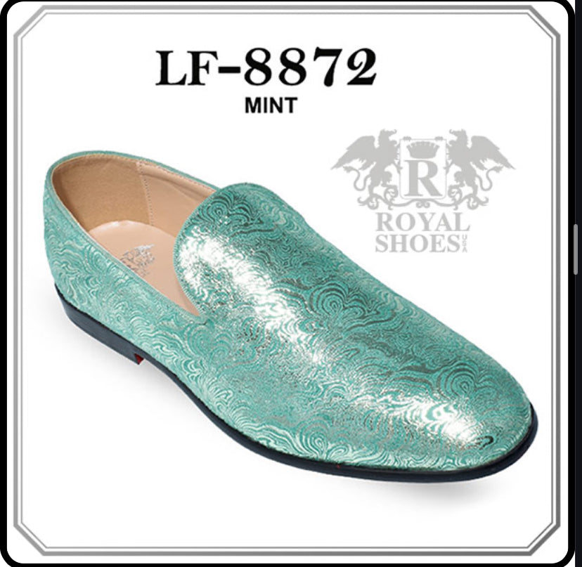 Royal Shoes Mint Green Wavy Print Smoking Slip-on Red Bottom Men's Dre CC Suits Royal Shoes Mint Green Wavy Print Smoking Slip-on Red Bottom Men's Dre CC Suits