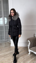 Load image into Gallery viewer, Noir Genuine Silver Fox Fur Down Fill Coat