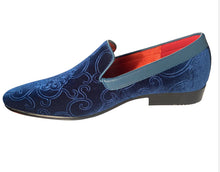 Load image into Gallery viewer, After Midnite Smoking Slip-on Teal Blue Paisley Print Slip-on Men’s Dress Shoes Style # 6910