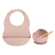 Load image into Gallery viewer, Colorful Silicone Feeding Set for Babies: Bib, Bowl, and Spoon
