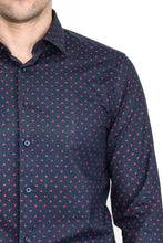 Load image into Gallery viewer, Men’s Navy Shirt with Minimal Red Pattern – Wessi