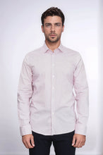Load image into Gallery viewer, Claret Red Tiny Check Patterned Slim Fit Men Shirt - Wessi