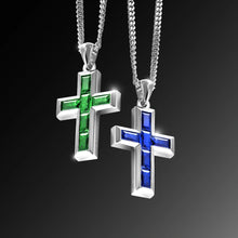 Load image into Gallery viewer, Gemstone Cross Pendant - Sapphire