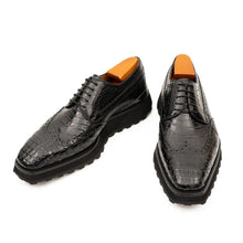 Load image into Gallery viewer, Genuine Crocodile Leather Handmade Black Brogue Shoes