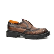 Load image into Gallery viewer, Genuine Crocodile Leather Men's Derby Brogues Coffee